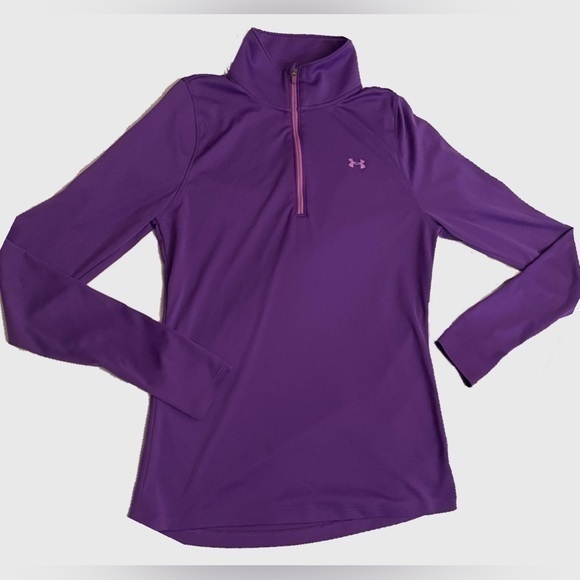Under Armour Tops - Under Armour Purple Semi-Fitted Heat Gear 3/4 Zip Pullover Size Small